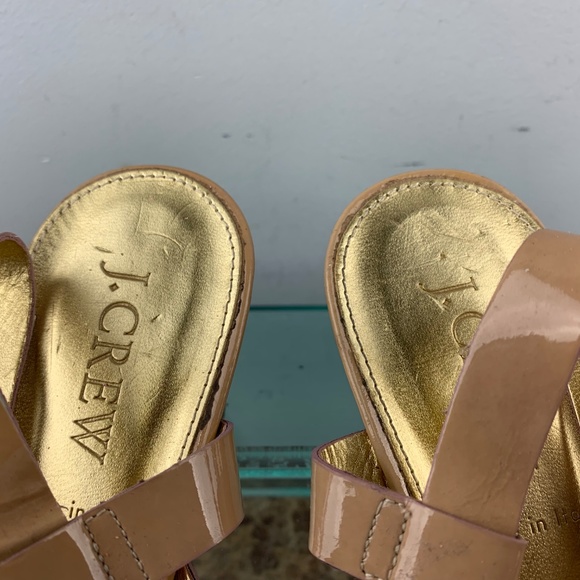 J Crew Italy Beige Patent Slingback Wedge Heels 7 - Picture 5 of 8